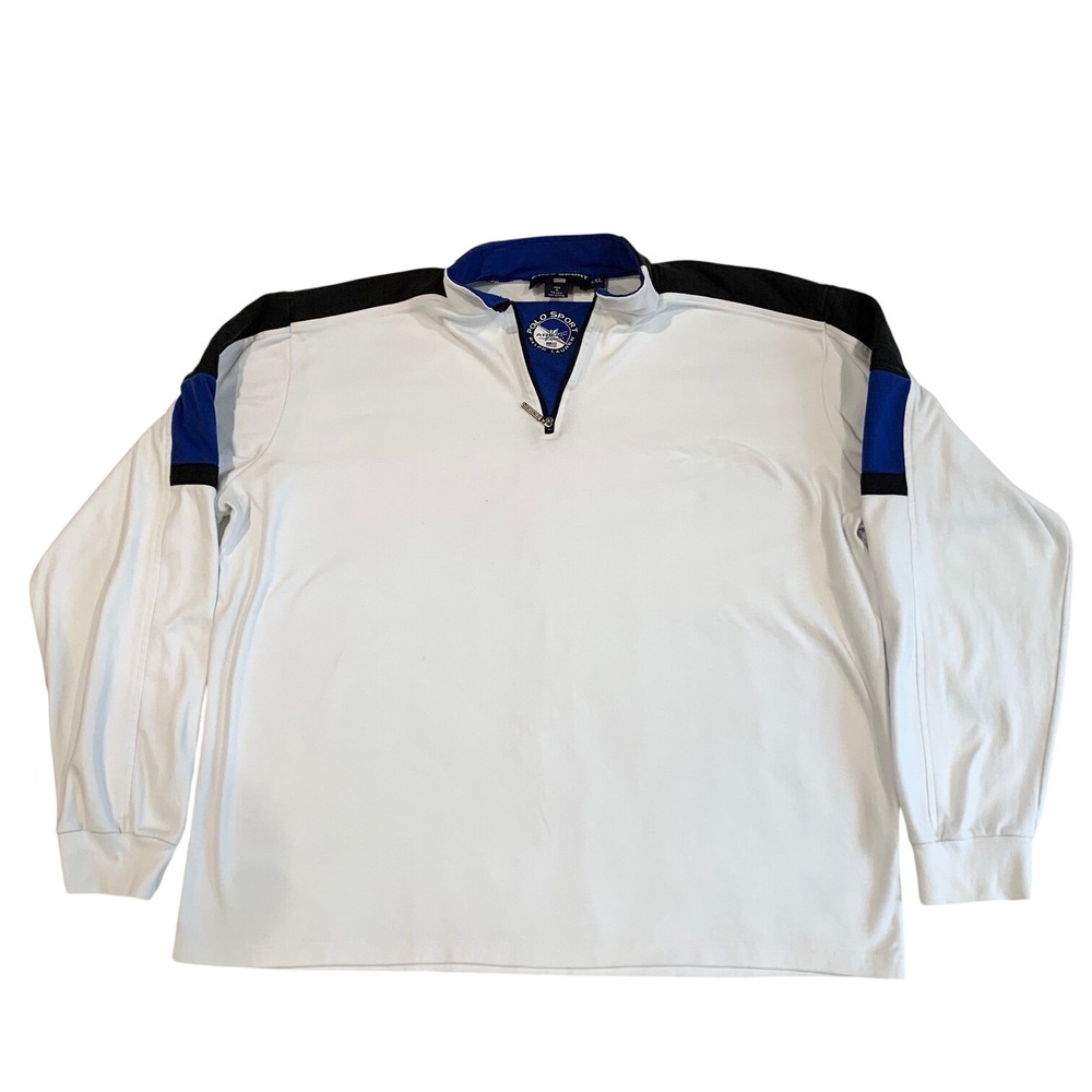 Polo Sport Ralph Lauren Arctic Challenge 1/4 Zip Pullover White XXL USA Vintage